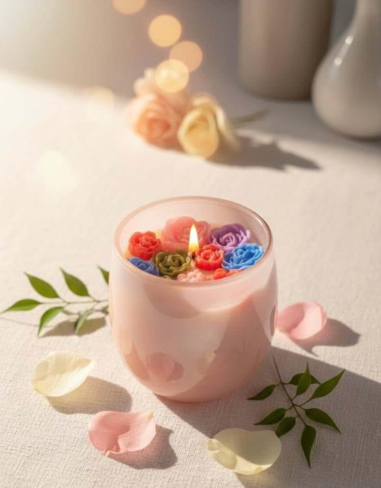 Floral jar candle